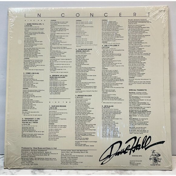 Dave Hall In Concert Vinyl LP Christian Folk in Shrink Private Press VG+/NM - Picture 5 of 6